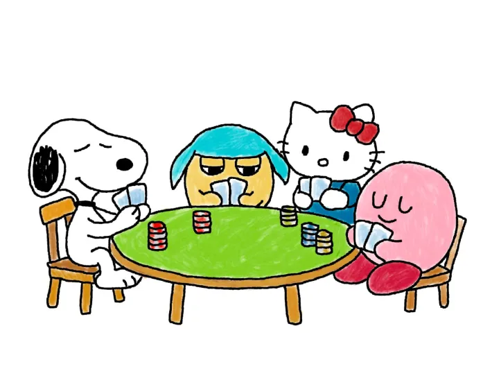 Cuppy playing cards with familiar cartoon characters